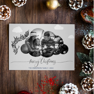 Frohe Weihnachten Moderne White Cloud Foto Hollida Einladung