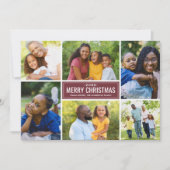 Frohe Weihnachten Moderne Wine Red Foto Collage (Vorderseite)