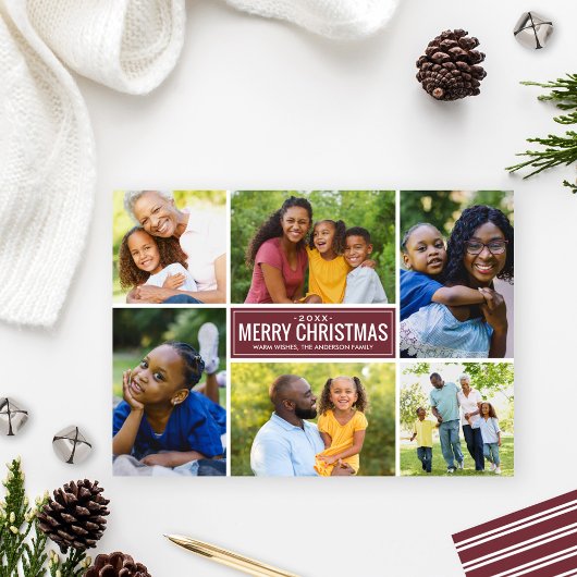 Frohe Weihnachten Moderne Wine Red Foto Collage