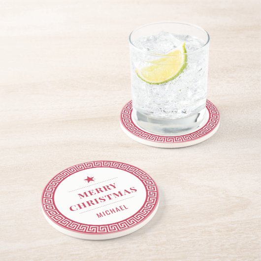 Frohe Weihnachten Moderner Chic Elegante Roter Url Getränkeuntersetzer (Seite)