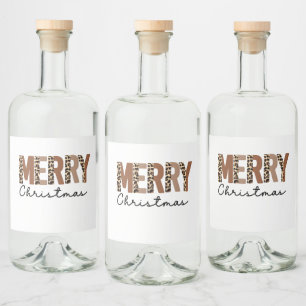 "Frohe Weihnachten" Moderner Farbblock Leopard Boh Alkoholflaschenetikett