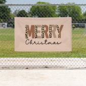 "Frohe Weihnachten" Moderner Farbblock Leopard Boh Banner (Insitu)