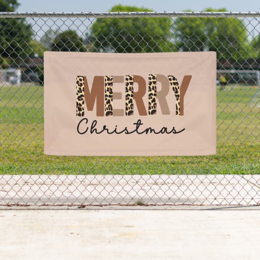 "Frohe Weihnachten" Moderner Farbblock Leopard Boh Banner (Insitu)