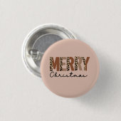 "Frohe Weihnachten" Moderner Farbblock Leopard Boh Button (Vorne & Hinten)