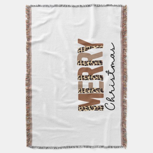 "Frohe Weihnachten" Moderner Farbblock Leopard Boh Decke (Vorderseite Vertikal)