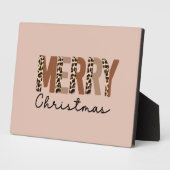 "Frohe Weihnachten" Moderner Farbblock Leopard Boh Fotoplatte (Seite)