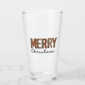 "Frohe Weihnachten" Moderner Farbblock Leopard Boh Glas (Vorderseite)
