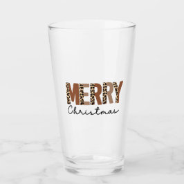 "Frohe Weihnachten" Moderner Farbblock Leopard Boh Glas