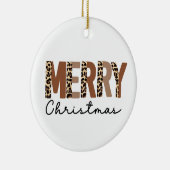 "Frohe Weihnachten" Moderner Farbblock Leopard Boh Keramik Ornament (Rechts)