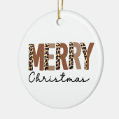 "Frohe Weihnachten" Moderner Farbblock Leopard Boh Keramik Ornament (Links)