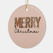 "Frohe Weihnachten" Moderner Farbblock Leopard Boh Keramik Ornament (Links)