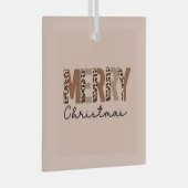 "Frohe Weihnachten" Moderner Farbblock Leopard Boh Ornament Aus Glas (Vorderseite Rechts)