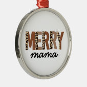 "Frohe Weihnachten" Moderner Farbblock Leopard Boh Ornament Aus Metall (Rechts)