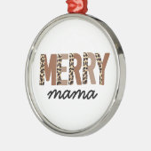 "Frohe Weihnachten" Moderner Farbblock Leopard Boh Ornament Aus Metall (Links)