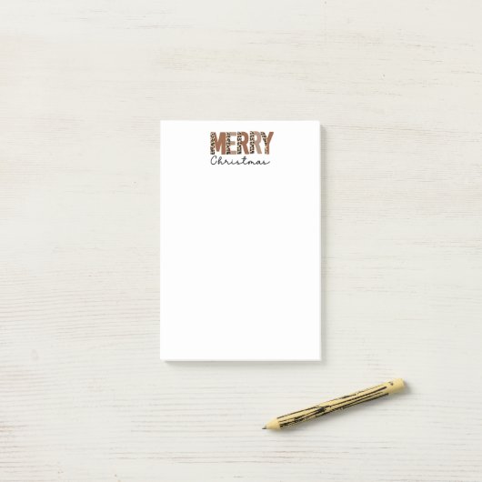 "Frohe Weihnachten" Moderner Farbblock Leopard Boh Post-it Klebezettel (Auf Schreibtisch)