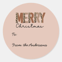 "Frohe Weihnachten" Moderner Farbblock Leopard Boh