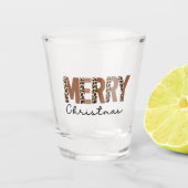 "Frohe Weihnachten" Moderner Farbblock Leopard Boh Schnapsglas (Vorderseite)