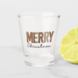 "Frohe Weihnachten" Moderner Farbblock Leopard Boh Schnapsglas