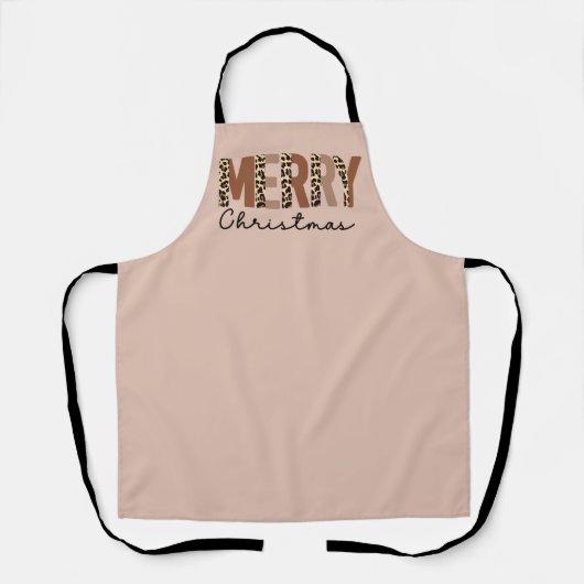 "Frohe Weihnachten" Moderner Farbblock Leopard Boh Schürze (Vorderseite)
