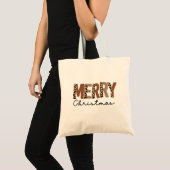 "Frohe Weihnachten" Moderner Farbblock Leopard Boh Tragetasche (Vorderseite (Produkt))