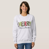 "Frohe Weihnachten" Moderner, farblich blockierter Sweatshirt (Vorne ganz)
