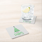 Frohe Weihnachten Moderner Grüne Bäume Urlaub Rechteckiger Pappuntersetzer (Vor Ort)