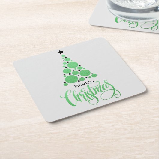Frohe Weihnachten Moderner Grüne Bäume Urlaub Rechteckiger Pappuntersetzer (angewinkelt)