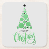 Frohe Weihnachten Moderner Grüne Bäume Urlaub Rechteckiger Pappuntersetzer (Vorderseite)
