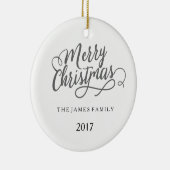 Frohe Weihnachten Moderner Name Keramikornament (Rechts)
