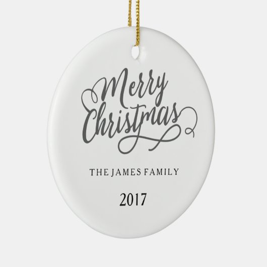 Frohe Weihnachten Moderner Name Keramikornament (Rechts)