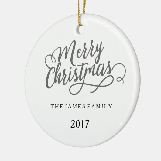 Frohe Weihnachten Moderner Name Keramikornament (Links)