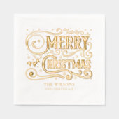 Frohe Weihnachten Moderner Personalisierter Urlaub Servietten Mit Folie (Vorderseite)