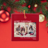 Frohe Weihnachten Moderner Roter Feiertag Keramikornament