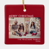Frohe Weihnachten Moderner Roter Feiertag Keramikornament (Vorderseite)