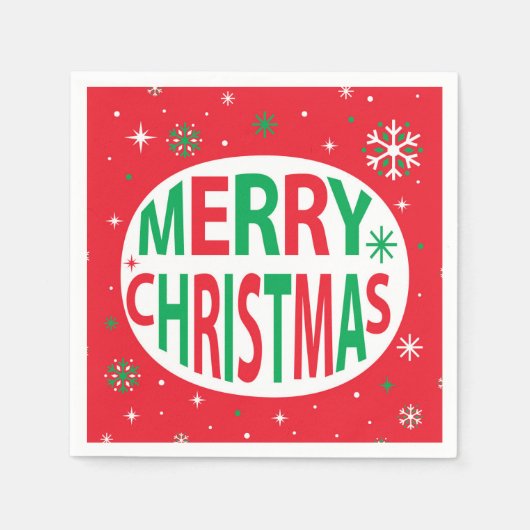 Frohe Weihnachten Moderner Roter Feiertag Serviette (Vorderseite)