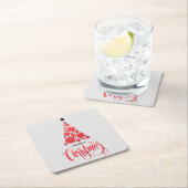 Frohe Weihnachten Moderner Roter Tree Urlaub Rechteckiger Pappuntersetzer (Vor Ort)