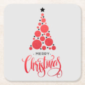 Frohe Weihnachten Moderner Roter Tree Urlaub Rechteckiger Pappuntersetzer (Vorderseite)
