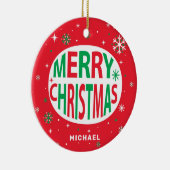 Frohe Weihnachten Moderner Roter Urlaub Personalis Keramik Ornament (Rechts)