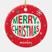 Frohe Weihnachten Moderner Roter Urlaub Personalis Keramik Ornament (Hinten)