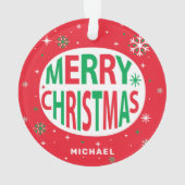 Frohe Weihnachten Moderner Roter Urlaub Personalis Ornament (Rückseite)