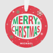 Frohe Weihnachten Moderner Roter Urlaub Personalis Ornament (Vorderseite)