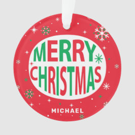 Frohe Weihnachten Moderner Roter Urlaub Personalis Ornament