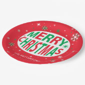 Frohe Weihnachten Moderner Roter Urlaub Personalis Pappteller (Schrägansicht)