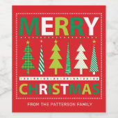 Frohe Weihnachten Moderner Roter Urlaub Personalis Weinetikett (Einzelnes Label)