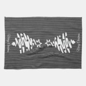 Frohe Weihnachten Moderner Schwarzer Streifen Pers Geschirrtuch (Horizontal)