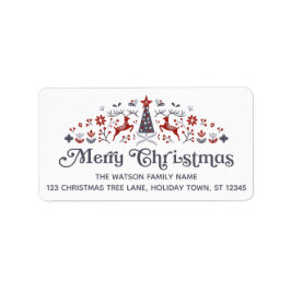 Frohe Weihnachten Moderner skandinavischer Stilurl Adressaufkleber