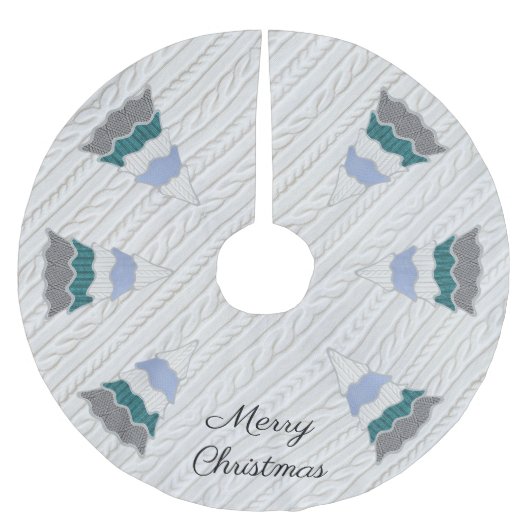 Frohe Weihnachten Moderner Sweater texturiert Polyester Weihnachtsbaumdecke (Vorderseite)