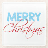 Frohe Weihnachten | Moderner Typografie Urlaub Glasuntersetzer (Vorderseite)