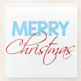 Frohe Weihnachten | Moderner Typografie Urlaub Glasuntersetzer