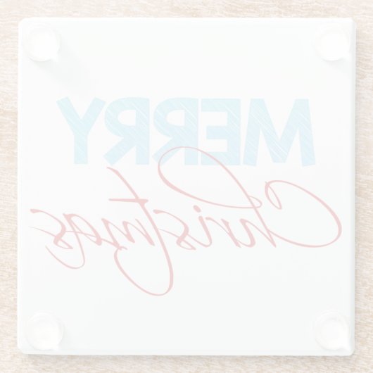 Frohe Weihnachten | Moderner Typografie Urlaub Glasuntersetzer (Rückseite)